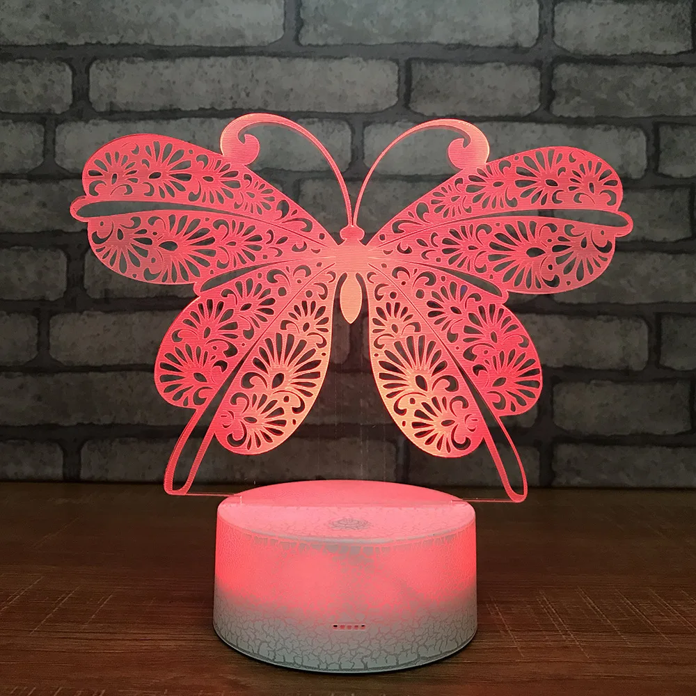 buy Butterfly Night Lamp Creative Novelty And Unique Usb Led Night Light Lovely cartoon children #039;s toys 3d Light Fixtures