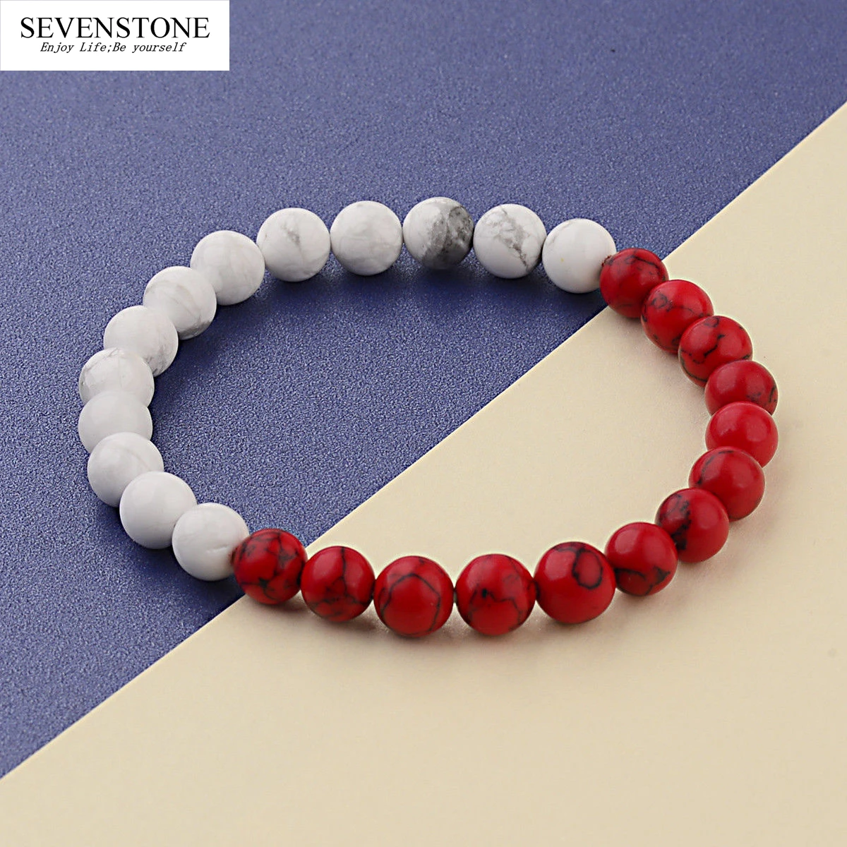 

SEVENSTONE Charm Yin and Yang Natural Stone Jewelry Reiki 8MM Crystal Chakra Energy Bracelets for Women Men Lucky Yoga Bracelet