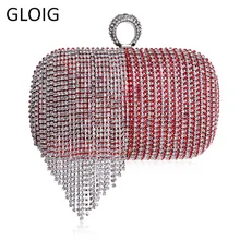 Лоскутная Красочные Для женщин Вечерние сумки цепи плеча Кошелек Сумка кисточкой Стразы палец кольцо вечерний клатч