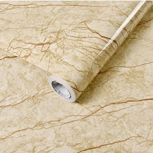 0.6m*5m Golden Cream Marble Film Waterproof Vinyl Self adhesive