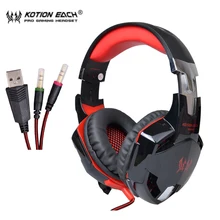 KOTION EACH G2000 игровая гарнитура проводные наушники стерео Hifi геймерские наушники с микрофоном светодиодный светильник светящиеся музыкальные гарнитуры