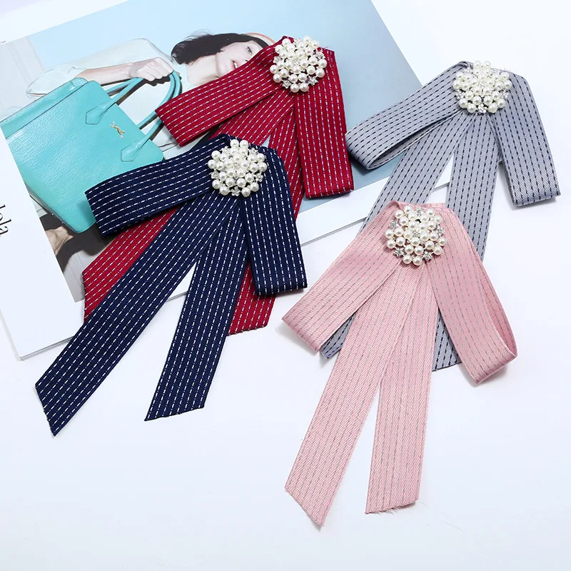 

Korea Handmade Bowknot Simulated Pearl Shirt Pins Neck Bow Tie Apparel Accessories Fashion Jewelry-CDNLB024E