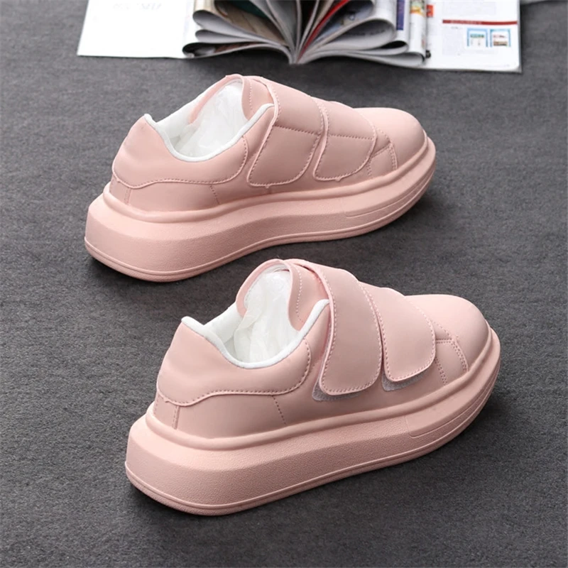 

New 2019 Women White Shoes Spring High Tops Female Leather Shoes Black Lace Up All Match Waterproof Zapatillas Deportivas Mujer