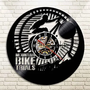 

1Piece Mountain Bike Trials Design Vinyl Record Wall Clock Bicycle Racing Vinyl Clock Sport Cycling Art Decoration
