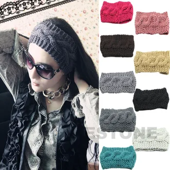

9 Colors Crochet Headband Knit Hairband Flower Winter Women Ear Warmer Headwrap