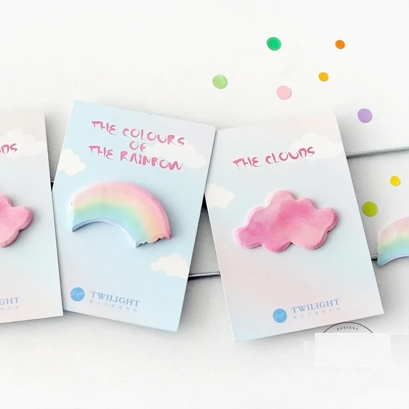 

24 pcs/Lot Rainbow color sticky note Colour cloud memo pad Bookmark Diary sticker Stationery Office School supplies F692