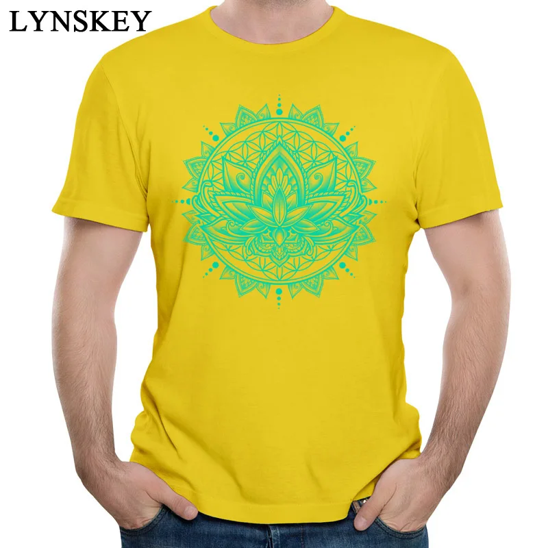 100% Cotton Fabric Tops T Shirt Lotus Mandala - Tosca for Boys Summer T-Shirt Casual Cheap Round Neck Short Sleeve Sweatshirts yellow