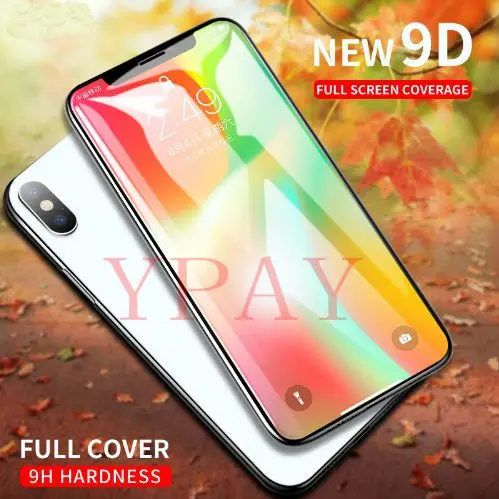 

YPAY 9D radian Protective Glass for iPhone7 6s 8plus glass Screen protector on for iPhone XS MAX XR Tempered glass 9H film glass