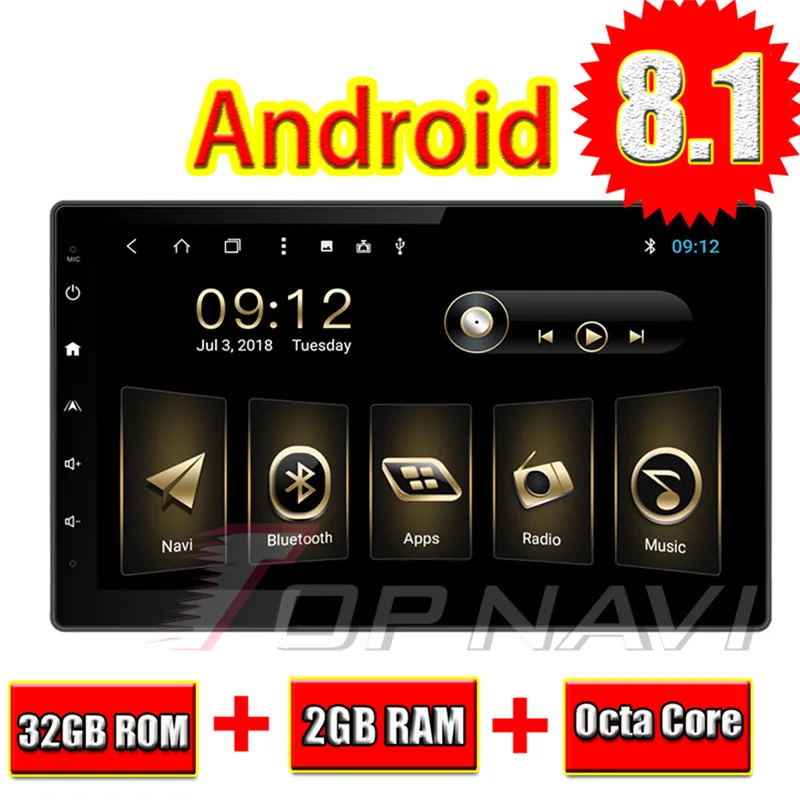 Topnavi 10.2'' Octa Core Android 8.1 Car Multimedia Player for Removable Universal Autoradio GPS Navigation Audio Stereo NO DVD |