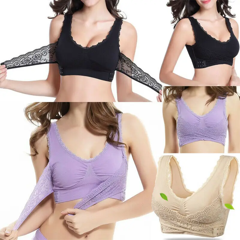  2019 New Ladies Women's Comfort Lace Bra Removable padded Stretch Shapewear Sports Vest