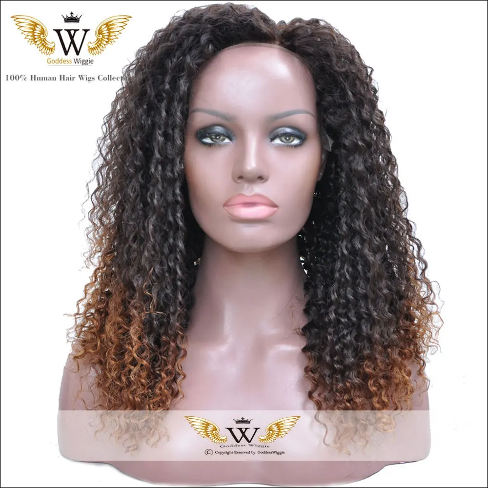 5A Ombre Afro Curly Hair Wig Lace Front Kinky Wig Human Hair Kinky