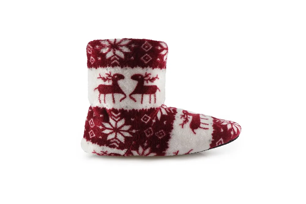 Зимняя обувь; женские домашние тапочки с рождественским оленем; домашние носки; теплые домашние тапочки; плюшевая стелька; нескользящая подошва; Botas Mujer