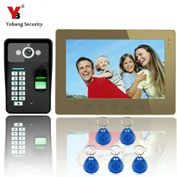 

Yobang Security Freeship 10" Lcd Fingerprint Recognition doorbell Video Door Phone Intercom System IR Camera HD 1000 TV Line