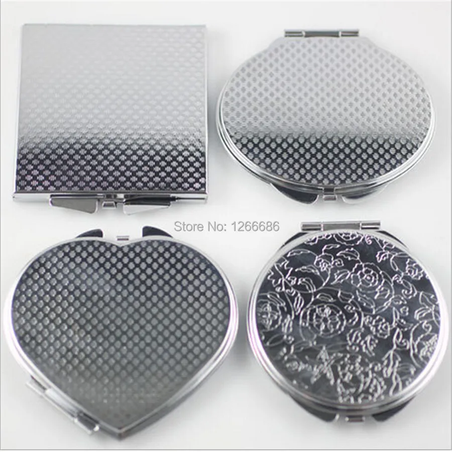 Lote em Branco Espelho de Metal Makeup Compact Espelho Portátil Dobrável 60 Pçs - 7 60 pçs lote Em Branco Makeup Compact