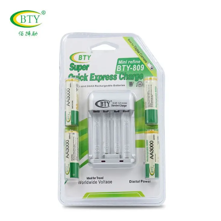 BTY-809 Hi-speed Quick AA AAA Rechargeable Battery BTY Charger N95 +4x 3000 series 850mAh 1.2V NI-MH | Электроника
