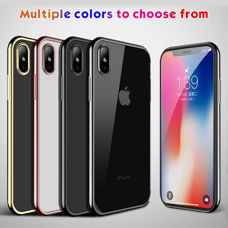 

TPU Plating Phone Case For iPhone X XR XS Max 7 8 6S 6 Plus SE 5S 5 Soft Silicone Cover Ultra Thin Protective Shell