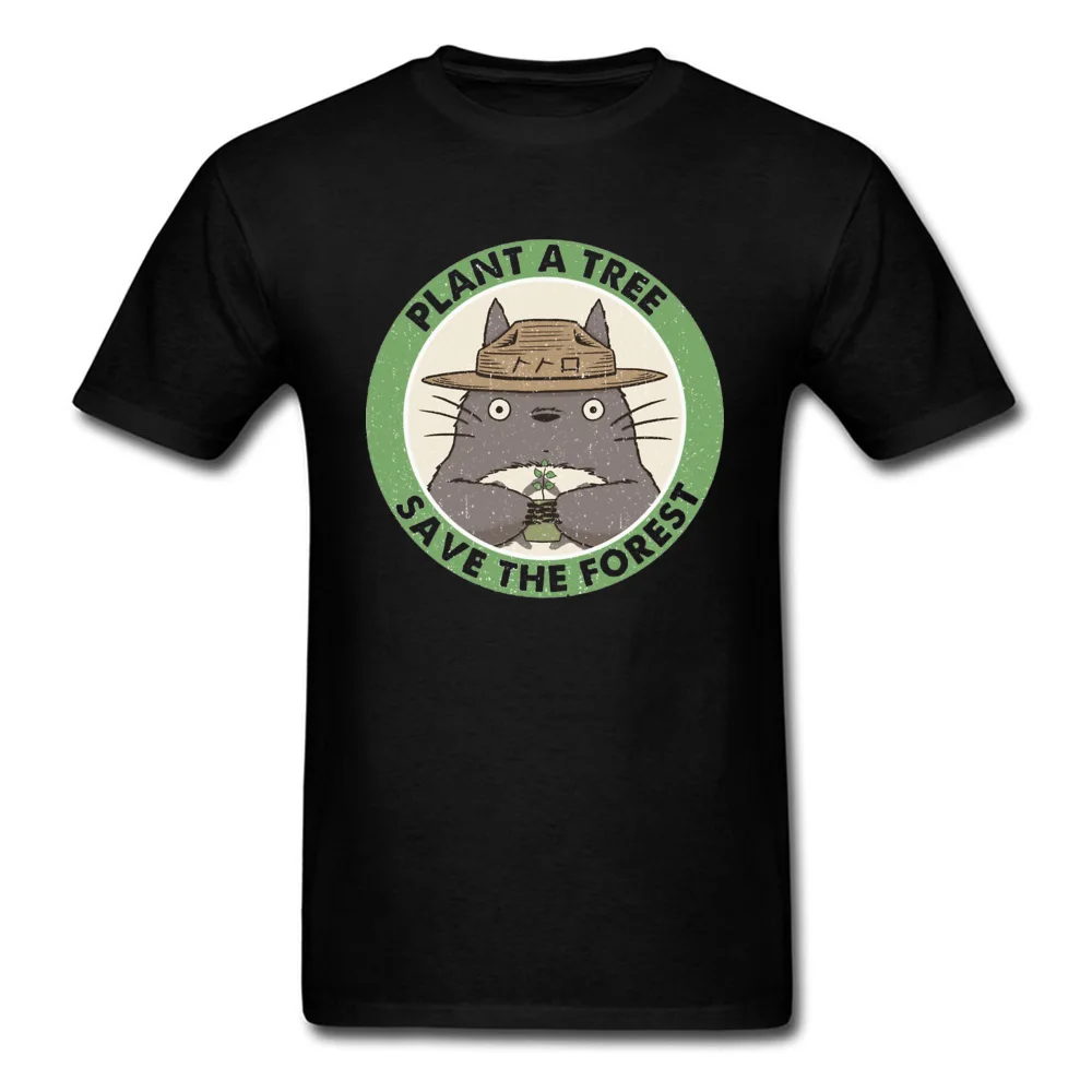 

Save the Forest Totoro Men T-shirts Plant Tree Spirited Away Neighbor Chibli Japanese Anime O-Neck 100% Cotton Tops T Shirt Men