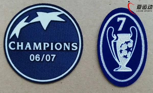 

0708 MILAN champions league patch set 2006-2007 AC Milan Champions League Winner Sleeve Soccer Patch+ blue Trophy 7 patch