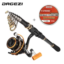 DAGEZI 1,8-3,6 м телескопическая удочка из углеродного волокна комбинированный полный комплект телескопические удочки+ спиннинговая катушка с леской