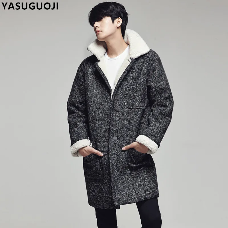 Thick Winter Jacket for Men 2017 Fashion Solid Turn Down