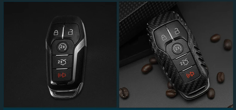 QHCP Genunie углеродного волокна авто удаленного Smart Key чехол Обложка 3/4/5 кнопки ключ сумка для ford Mustang 2015 на шнуровке Бесплатная доставка