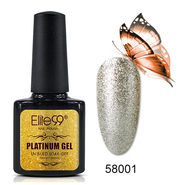 Elite99 10 ml Platin Farbe Nagel Gel Lack Semi Permanent Nail art Glitter Perle Gelpolish Lack Tränken weg vom UV Gel nagellack