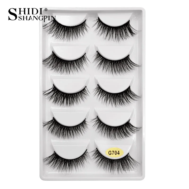 SHIDISHANGPIN 5 Pairs 3D Mink Lashes Natural Mink Eyelashes Volume False Eyelashes Full Strip Makeup Eyelash Extension Cilios