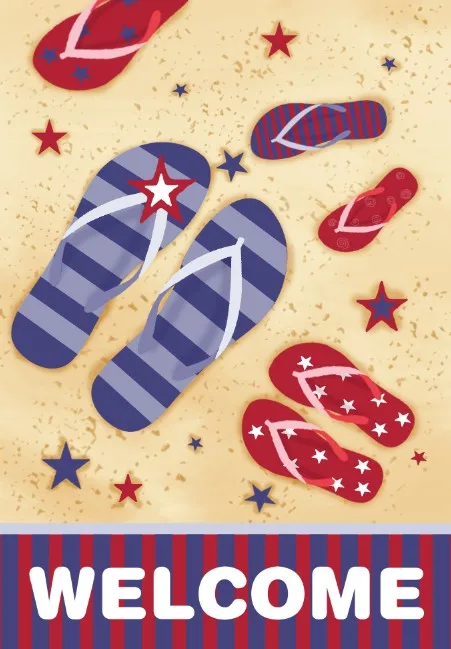 Johnin Proprio Disegno Double-Sided Slipper Beach Vacanza Estiva Giardino Bandiera