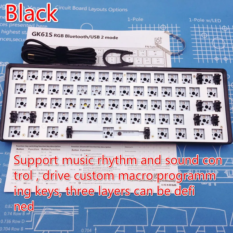 GK61S Мини Портативный 60% беспроводной Bluetooth 5,0 Gh60 GK61S комплект механическая клавиатура офисный комплект RGB беспроводная клавиатура
