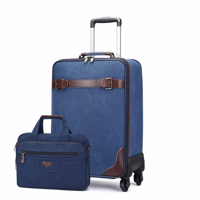 LeTrend 16 inch Canvas Rolling Luggage Set Spinner Multifunction