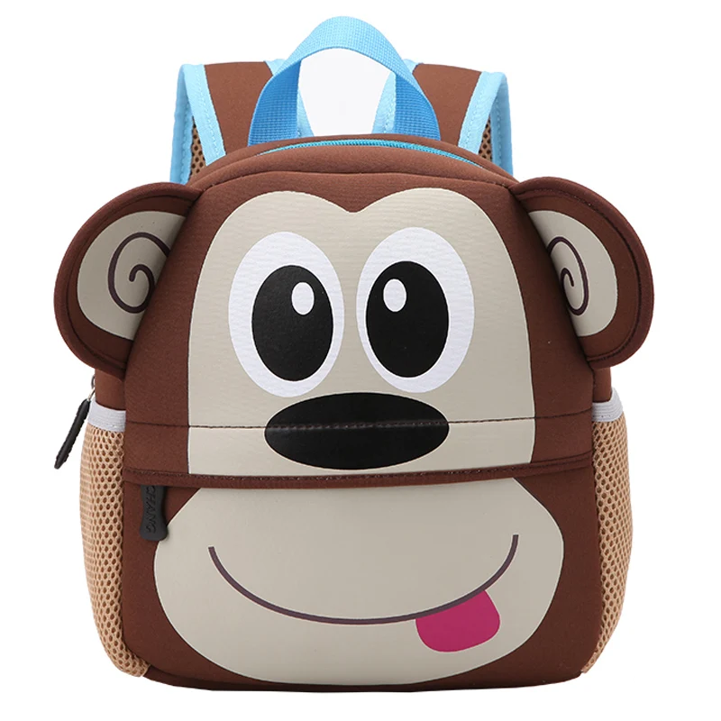 Cute Animals Toddler School Bags 3D Cartoon Monkey Backpacks Neoprene ...