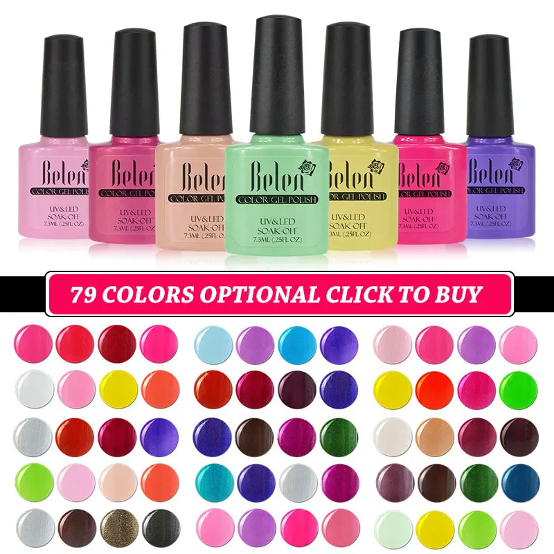 Belen 79 Colors UV Gel Nail Polish Semi Permanent 7.3ML Varnish Design Manicure LED Nails Art Hybri
