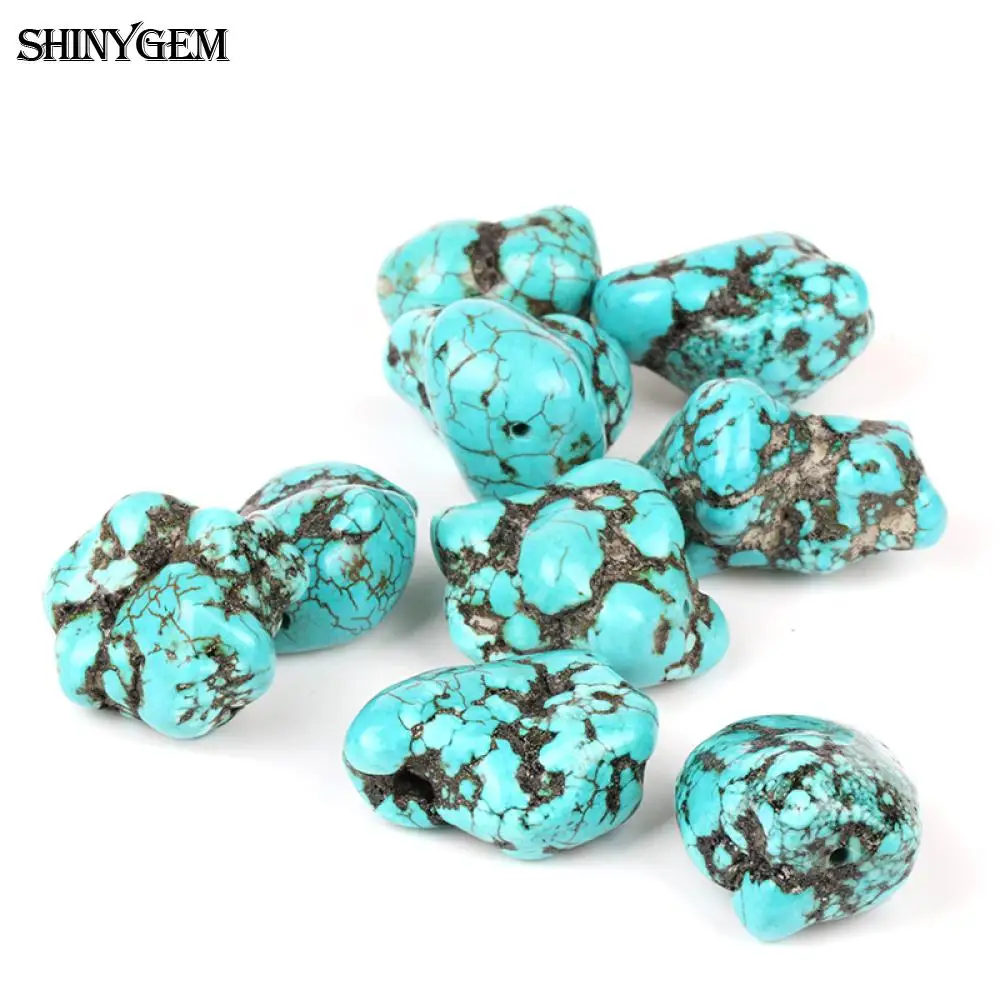 ShinyGem нерегулярные 20-25 мм синяя зеленая бирюза Твердые настоящие узоры бирюзы натуральный камень бусины для рукоделия ювелирных изделий 1 шт