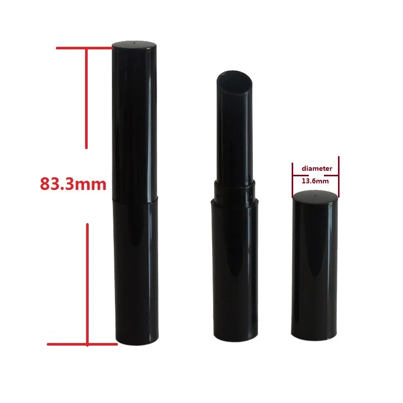 Buy 100pcs black slim lipstick tube,round black lipbalm tube, slim round