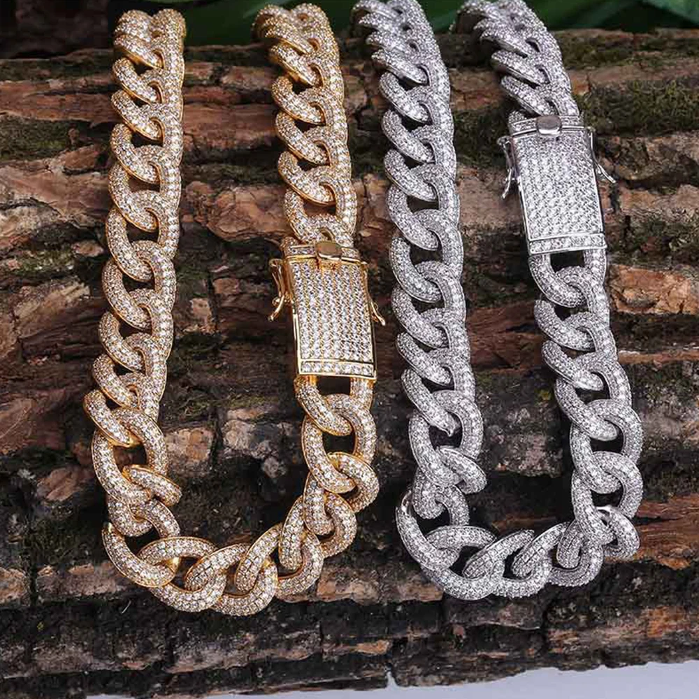 

Men's 15mm Round Heavy Iced Out AAA CZ Miami Cuban Link Necklace Choker Bling Gold Silver Chain 18" 22" Hip Hop Jewelry
