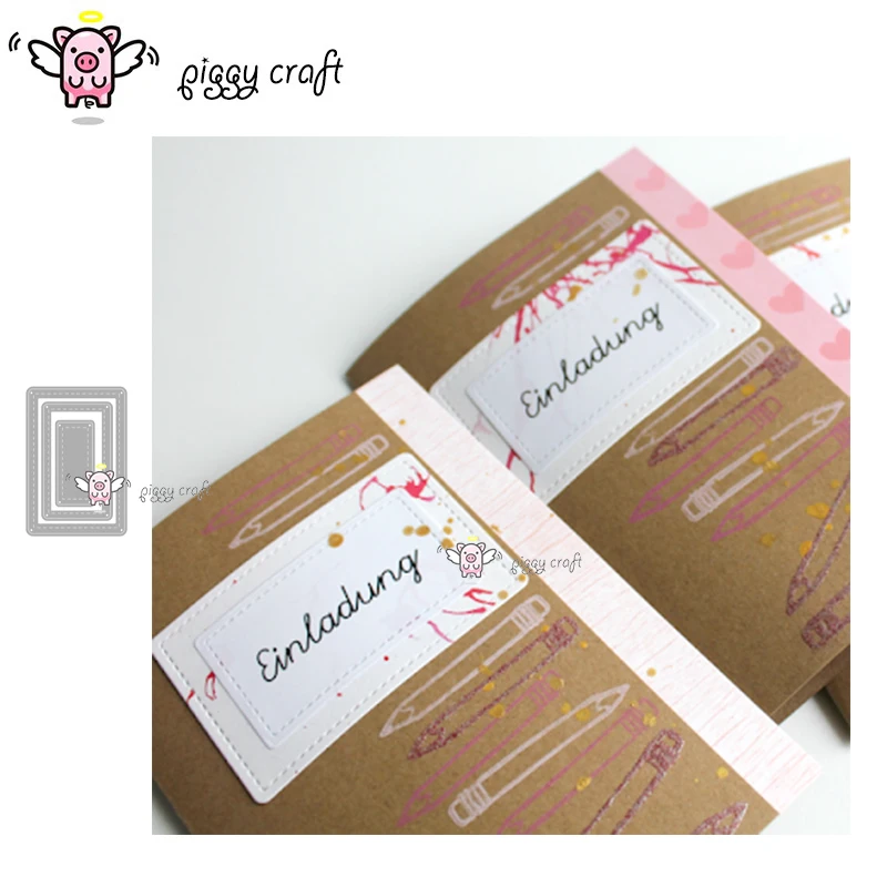 

Piggy Craft metal cutting dies cut die mold 3Pcs Rectangular frame Scrapbook paper craft knife mould blade punch stencils dies
