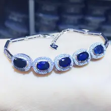 Синий сапфир браслет-цепочка натуральный сапфир 925 серебро 1ct* 5 шт. драгоценных камней# XY16062101
