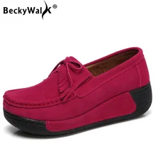 BeckyWalk/Осенняя женская обувь для путешествий; Замшевые женские Сникеры на платформе; повседневная обувь из натуральной кожи; WSH2714