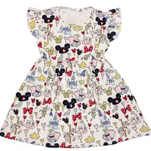 Летнее платье с героями мультфильмов для маленьких девочек, детское платье из хлопка, эксклюзивные летние вечерние платья для девочек