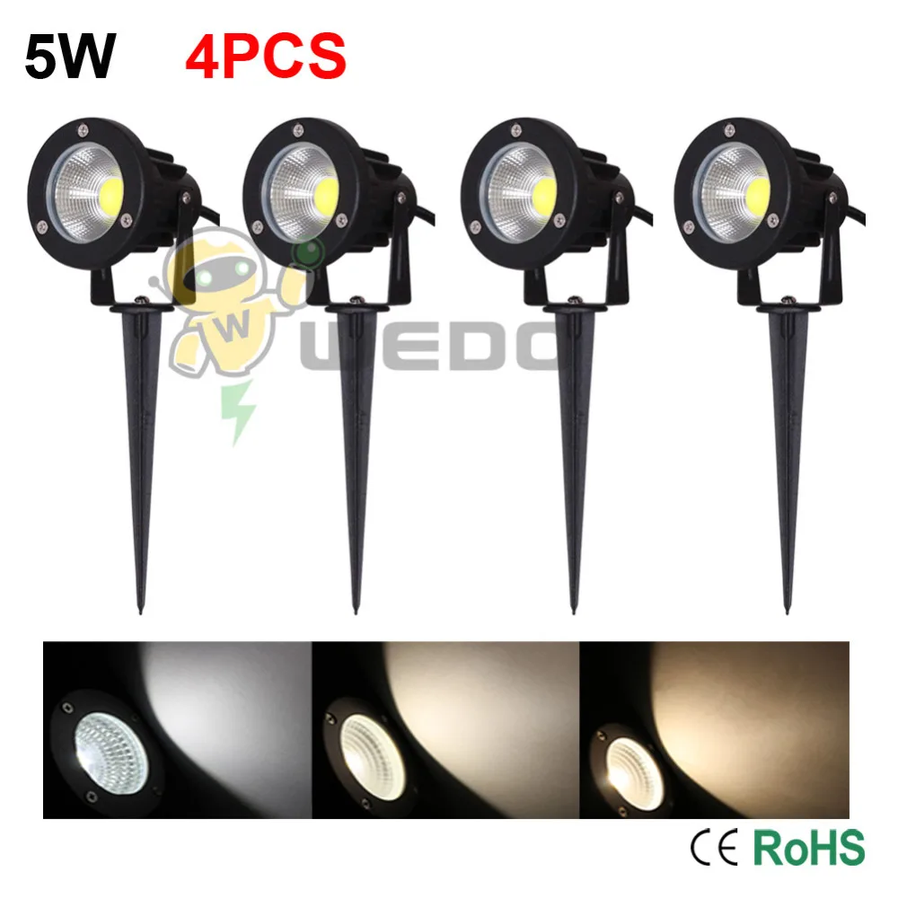 4PCS 5W With Rod LED COB Landscape Light Outdoor Garden Lawn Spot Lamp Non Dimmable Cool