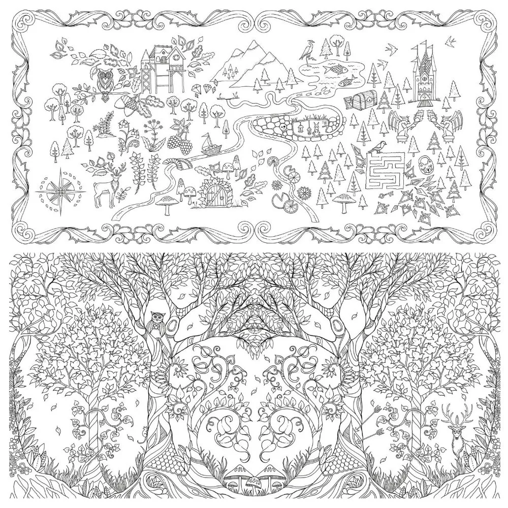 Enchanted Forest by Johanna Basford an Inky Quest and Colouring Book Paperback Picture Book Relax 12 Colors Pencil Free in Books from fice & School