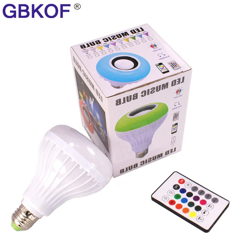 

RGB Led Bulb 110V 220V Bluetooth Speaker Bulb Music Playing Dimmable 12W E27 Music LED Lamp Light with 24 Keys Remote Control