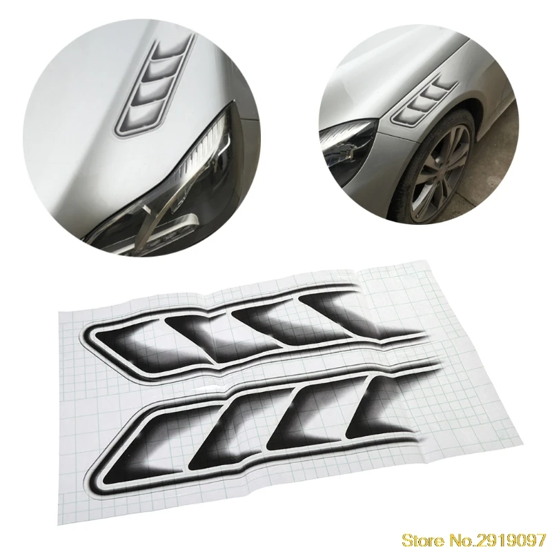 

New Arrive 1 Pair Car Fake Hood Vent Decorative Air Outlet Stickers Decals Car-styling Cars Accessoriesping Support