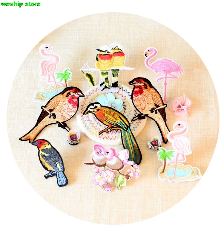 New High-quality Embroidery Hand beading patch Rhinestone birds applique by sew-on DIY handmade 1 order=1set=9pcs | Дом и сад