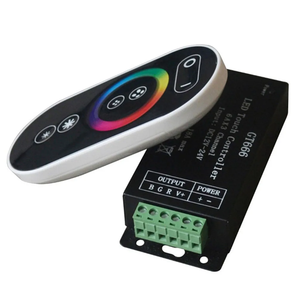 RGB светодиодные полосы набора DC12V 60led/m 5 м-20 м 5050 СИД гибкий свет + Мощность адаптер + 6Ax3channel 18A GT666 светодиодный контроллер Touch