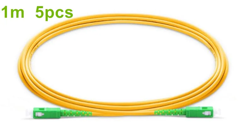 

1m/5pcs SC APC Fiber Patchcord G657A Fiber Patch Cable Simplex 2.0mm PVC SM Bend Insensitive FTTH Optical Cable