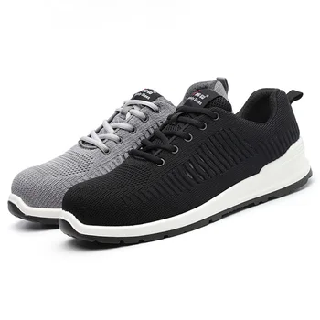 

new fashion large size men comfortable steel toe caps work safety shoes flats platform tooling security low boots protective man