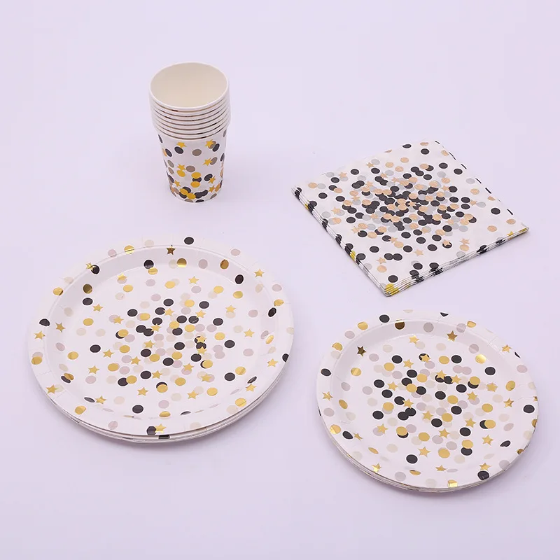 

Foil Bronzing Them Party Children's Birthday Party Decoration Paper Napkin Towel Paper Cup Paper Plate Party Supplies