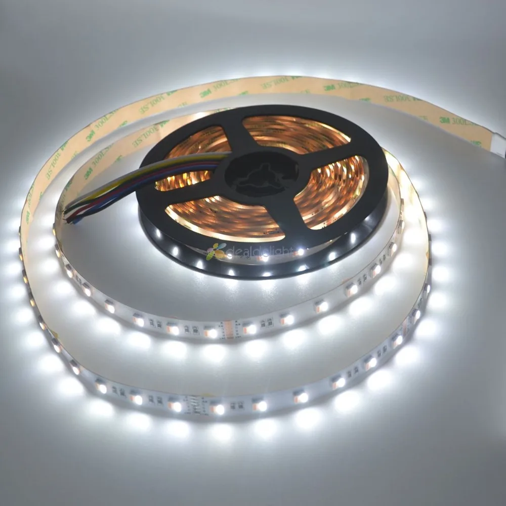 Светодиодная лента 5 в 1 RGB + CCT 5050 60 светодиодов/метр 12 В 24 CW WW гибкая м/лот|flexible strip|rgb
