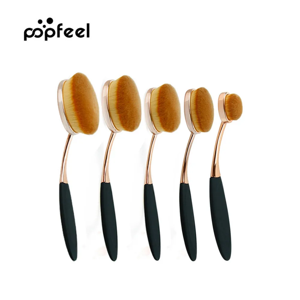 

POPFEEL 5Pcs/set Oval Toothbrush Shape Foundation Makeup Brushes Set Professional Beauty Power Facial Make up Brushes Tools